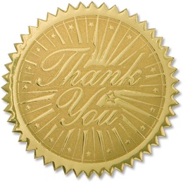 Certificate Seals - Gold Thank You