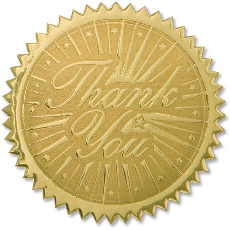 Gold Thank You Certificate Seals | Anderson's