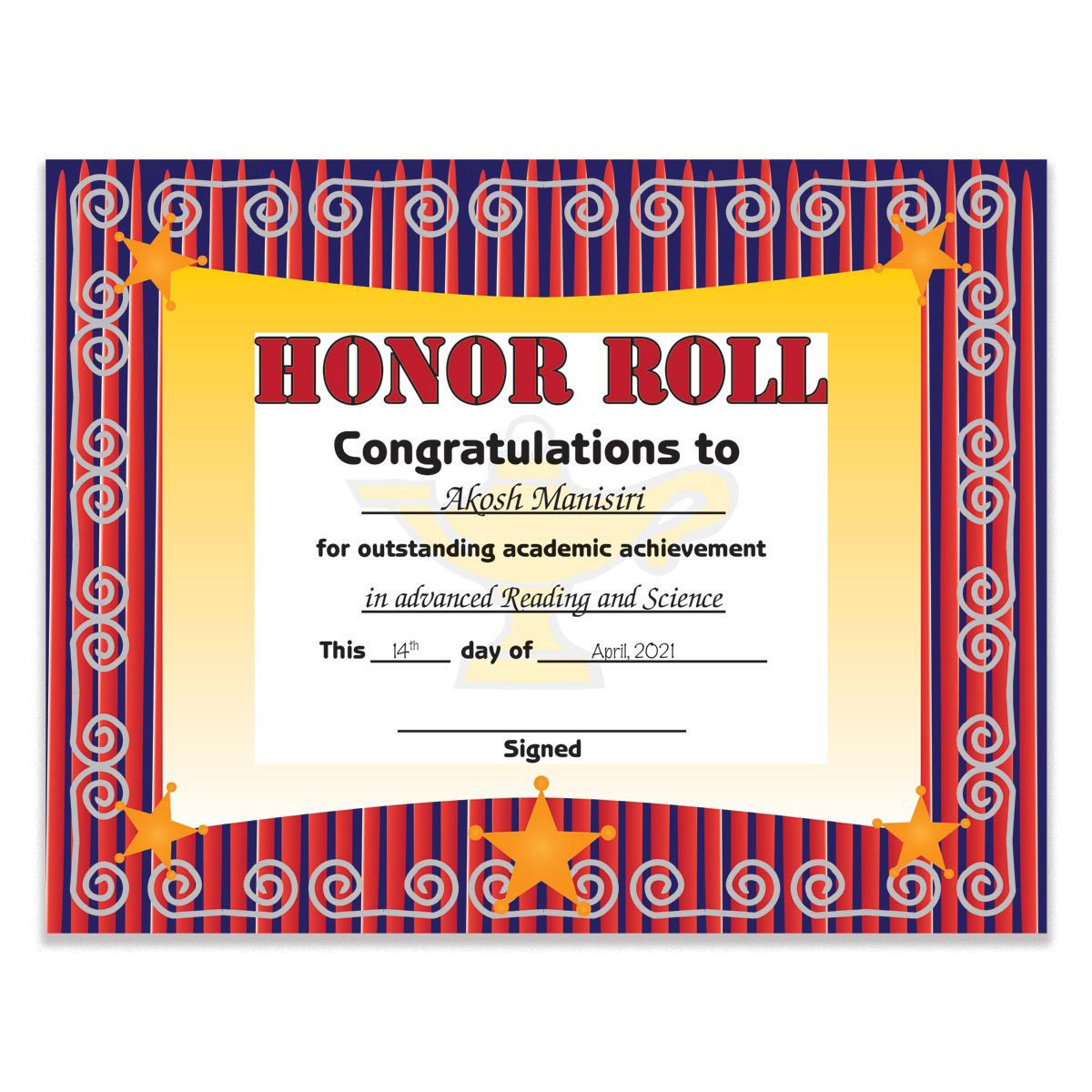 Honor Roll Regal Certificates Pack It S Elementary
