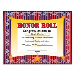 Honor Roll Regal Certificates Pack