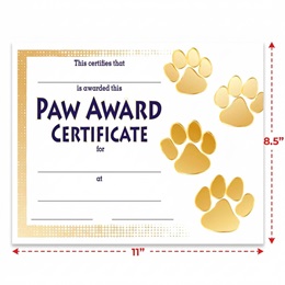 8.5 in. x 11 in. Gold Paw Award Certificates, 30 per package