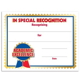In Special Recognition Academic Excellence Certificates Pack