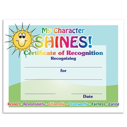 My Character Shines Certificates Pack