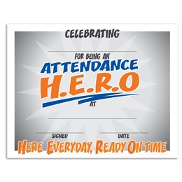 Attendance H.E.R.O. Certificates Pack