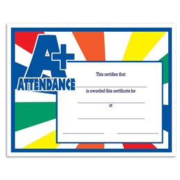 A+ Attendance Certificates Pack