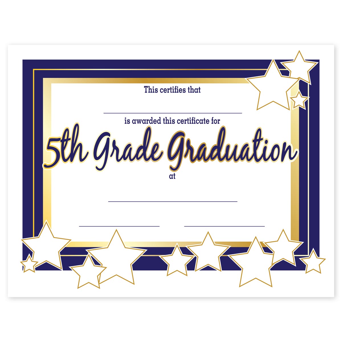 20th Grade Graduation Certificates - Gold Outlined Stars In 5Th Grade Graduation Certificate Template