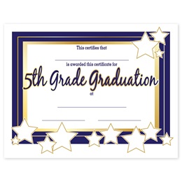 5th Grade Graduation Certificates - Gold Outlined Stars