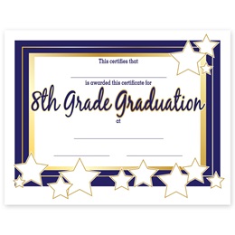 8th Grade Graduation Certificates - Gold Outlined Stars