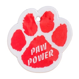 Custom Paw Dog Tag - Red/White Paw Power