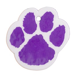 Custom Paw-shaped Dog Tag - Purple/White