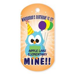 Birthday Owl Custom Plastic-Coated Dog Tag