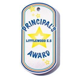 Principal's Award Custom Plastic-Coated Dog Tag