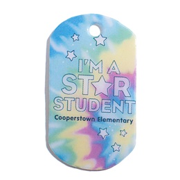 I'm A Star Student/Tie-Dye Custom Plastic-Coated Dog Tag