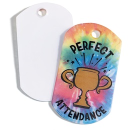 Perfect Attendance Tie-dye Plastic-coated Dog Tag