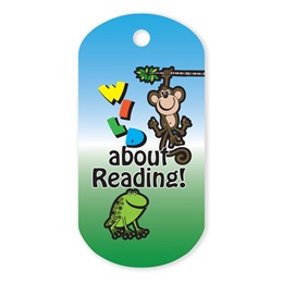 Wild About Reading Plastic-Coated Dog Tag