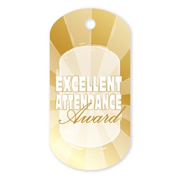 Excellent Attendance Plastic-Coated Dog Tag