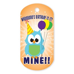 Birthday Owl Plastic-Coated Dog Tag
