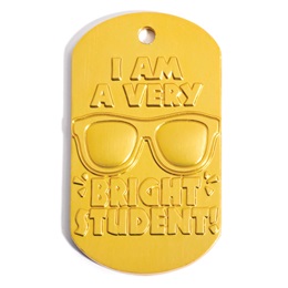 Yellow Embossed Dog Tag - Bright Student