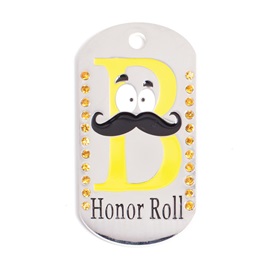B Honor Roll Bling Dog Tag