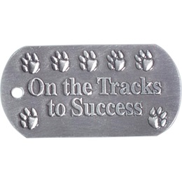 Embossed Dog Tag - On the Tracks to Success