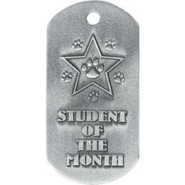 Embossed Dog Tag - Student of the Month With Paws