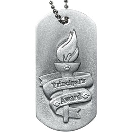 Embossed Dog Tag - Principal's Award With Paws