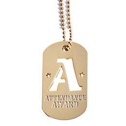 Die-cut Dog Tag - Gold Attendance Award