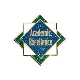 Academic Excellence Award Pin - Blue/Green Glitter