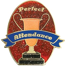 Attendance Award Pin - Perfect Attendance Glitter Trophy