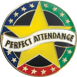 Attendance Award Pin - Perfect Attendance Stars