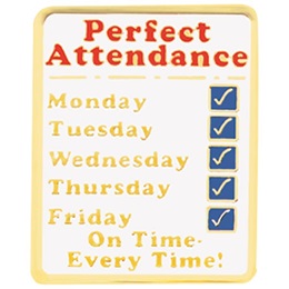 Attendance Award Pin - Perfect Attendance Days of the Week