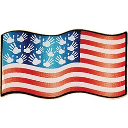 Patriotic Award Pin - Flag and Hands