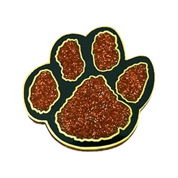 Paw Award Pin - Glitter Orange/Black