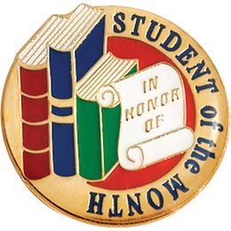 Student of the Month Award Pin - Books and Scroll