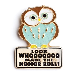Whoooo Made the Honor Roll Glitter Award Pin