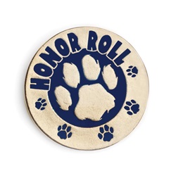 Honor Roll Award Pin - Blue/Gold Paw