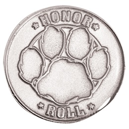 Honor Roll Award Pin - Silver Paw