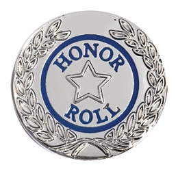 Honor Roll Award Pin - Blue With Silver Laurel