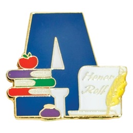 Honor Roll Award Pin - Books and Scroll