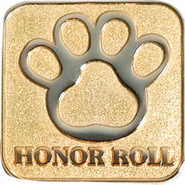 Honor Roll Award Pin - Silver Paw on Gold