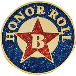 Honor Roll Award Pin - Glitter "B" Honor Roll