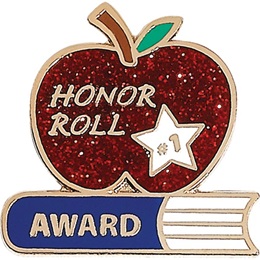 Honor Roll  Award Pin - Glitter Apple
