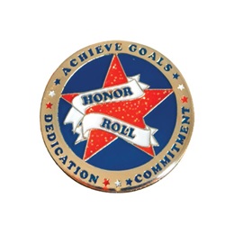 Honor Roll Award Pin - Glitter Achieve, Commitment, Dedication