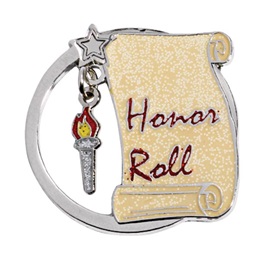 Honor Roll Award Pin - Hanging Torch Charm