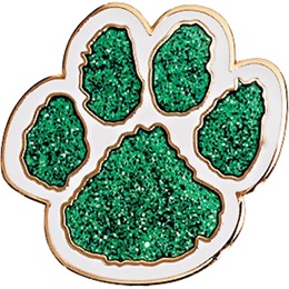 Green Paw Award Pin -  Glitter