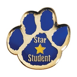 Star Student Award Pin - Blue Paw