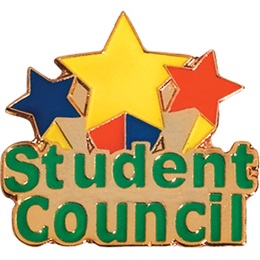 Student Council Award Pin - Color Stars and Words