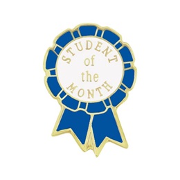 Student of the Month Award Pin - Blue Ribbon