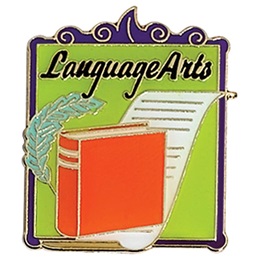Language Arts Award Pin - Book and Scroll