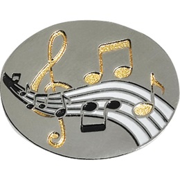 Music Award Pin - Black and Glitter Gold Notes